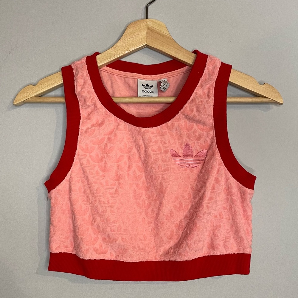 Adidas Originals Cropped Pink Velvet Top / Sport Bra